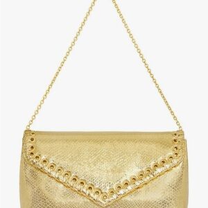Rebecca Minkoff Whip Clutch gold nwt